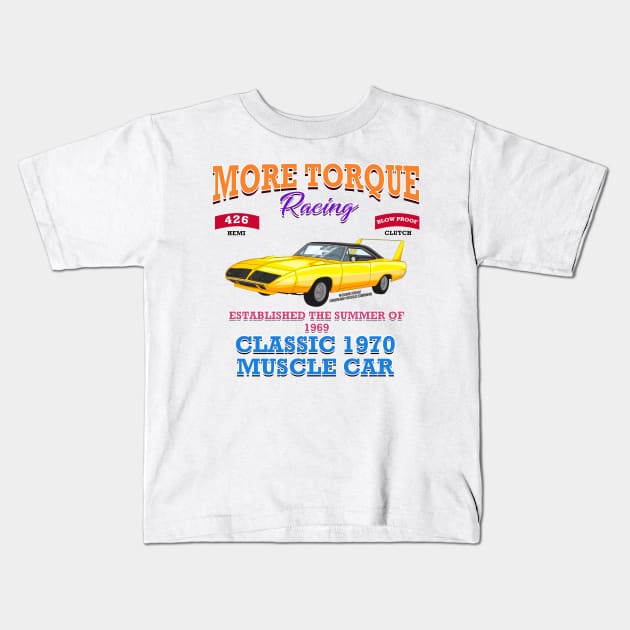 More Torque Racing Muscle Car Hot Rod Racing Novelty Gift Kids T-Shirt by Airbrush World